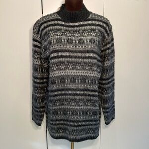 Classic elements mock neck sweater jacquard fair isle M